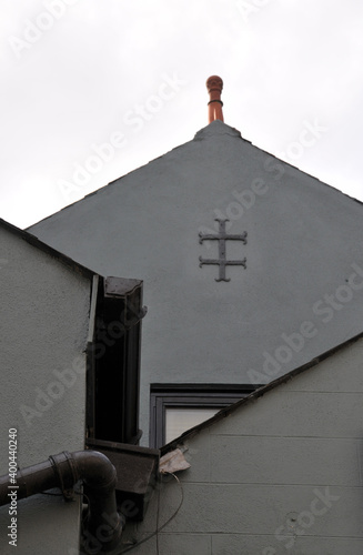 Ancient Knights Templar cross sign on Pack Horse pub in Briggate Leeds photo