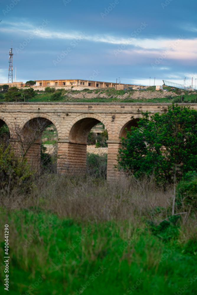 An old stone bridge in malta. Rize.A sunny day and a wonderful view..A magnificent valley and an old stone bridge.