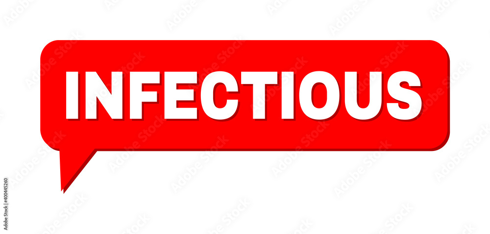 Chat INFECTIOUS Colored Cloud Frame. INFECTIOUS text is located inside colored cloud with shadow. Vector quote title inside chat frame. Chat INFECTIOUS Colored Cloud Frame. INFECTIOUS text is located inside colored cloud with shadow. Vector quote title inside chat frame.