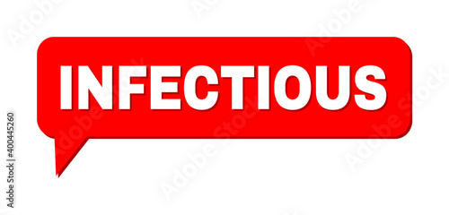 Chat INFECTIOUS Colored Cloud Frame. INFECTIOUS text is located inside colored cloud with shadow. Vector quote title inside chat frame.
