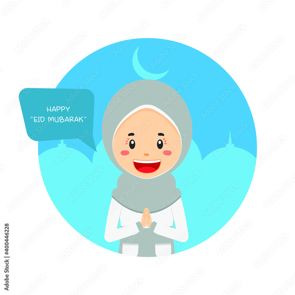 Eid Mubarak Greeting With Character Eid Mubarak Greeting With Character