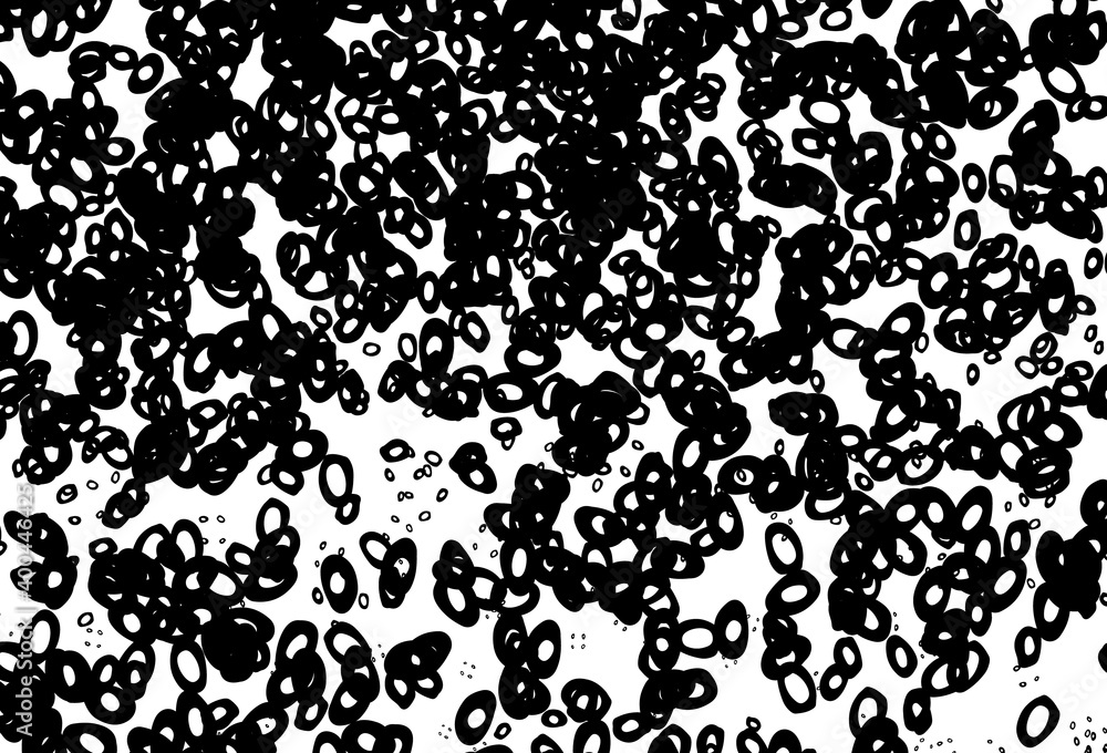 Black and white vector background with bubbles.