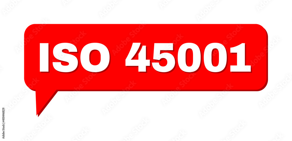Chat ISO 45001 Colored Bubble Frame. ISO 45001 text is located inside colored bubble with shadow. Vector quote tag inside chat frame. Chat ISO 45001 Colored Bubble Frame. ISO 45001 text is located inside colored bubble with shadow. Vector quote tag inside chat frame.