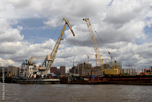 cranes in harbor