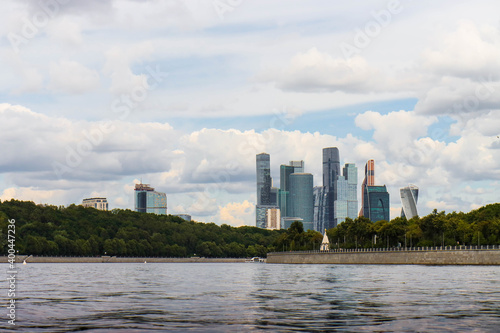 Moscow river and high buildings