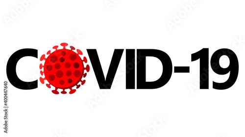 covid-19 coronavirus covid virus lettering with virus cell isolated in white background