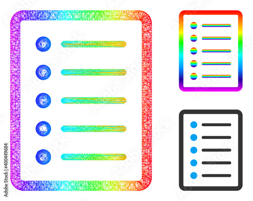 Rainbow vibrant net list page, and solid rainbow gradient list page icon. Crossed frame flat net abstract image based on list page icon, created with crossed lines.
