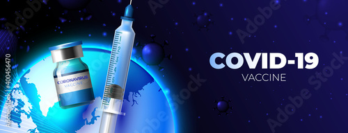 World coronavirus vaccination background with syringe