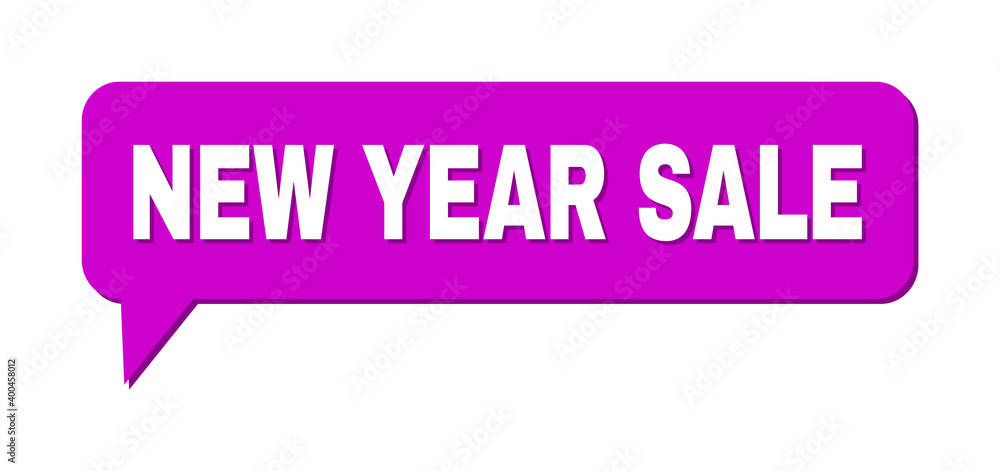 Speech NEW YEAR SALE Colored Bubble Message. NEW YEAR SALE text is located inside colored bubble with shadow. Vector quote text inside message frame. Speech NEW YEAR SALE Colored Bubble Message. NEW YEAR SALE text is located inside colored bubble with shadow. Vector quote text inside message frame.