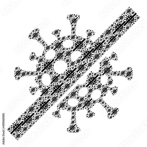 Repeating collage from no covid virus. Flat vector no covid virus abstraction is made from randomized itself no covid virus pictograms.