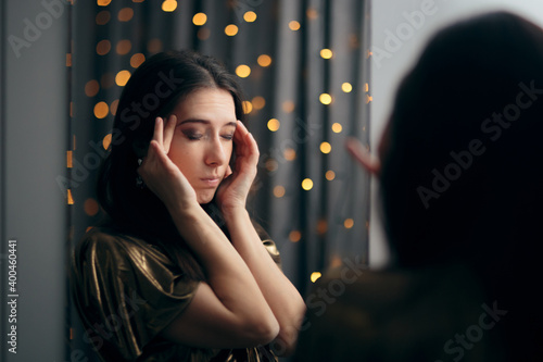 Obraz na plátně Stressed Woman Feeling Depressed about the Holidays