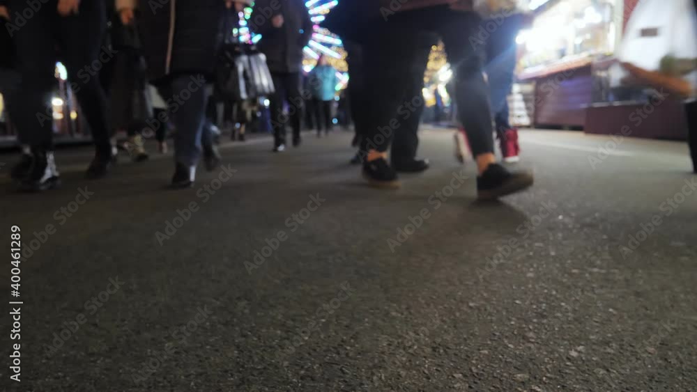 People street night Christmas shopping walking market People street night Christmas shopping walking market