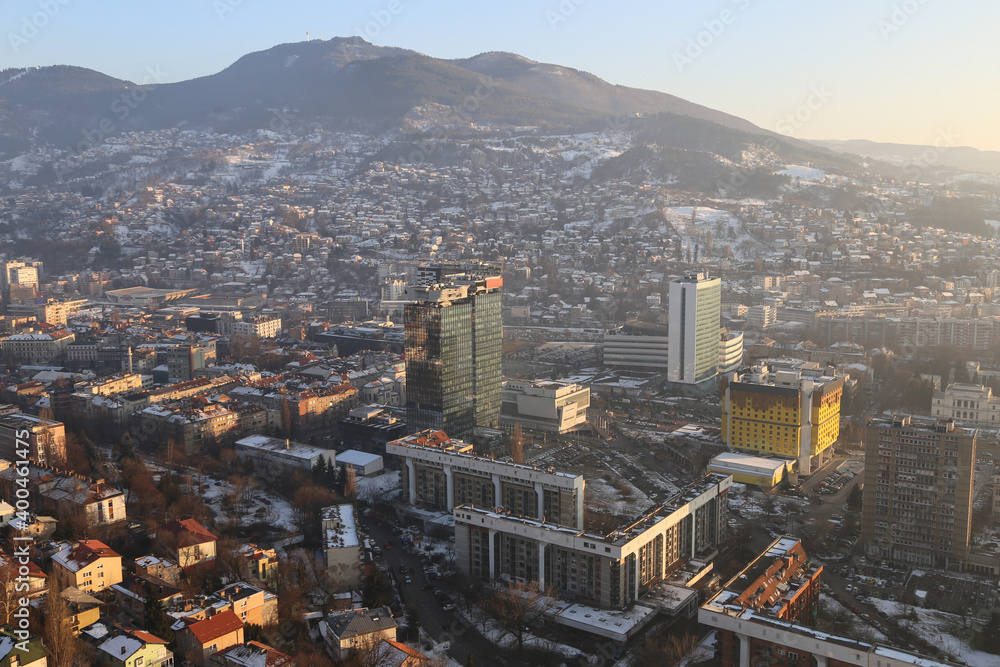 Obraz premium view of the city Sarajevo in winter