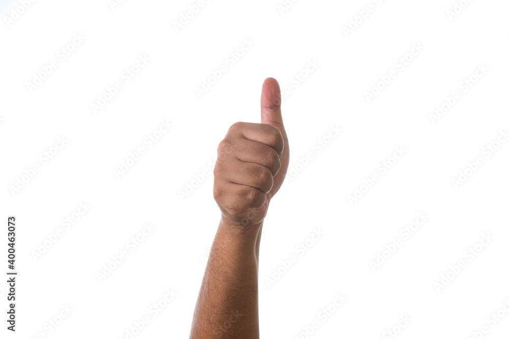 Hand showing okay sign against white background Hand showing okay sign against white background
