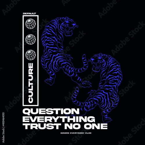 Tiger with slogan Vector design for t-shirt graphics, banner, fashion prints, slogan tees, stickers, cards,flyer, posters and other creative uses