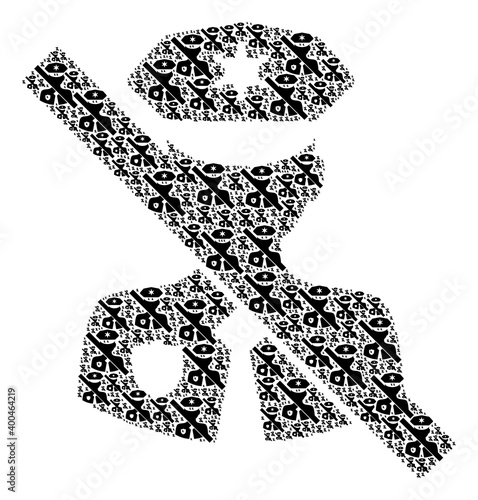 Repeating mosaic from no police guard. Flat vector no police guard abstraction is constructed from repeating recursive no police guard parts.