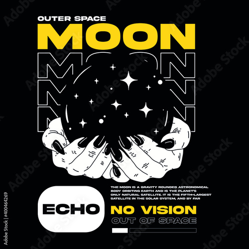 Moon slogan Vector design for t-shirt graphics, banner, fashion prints, slogan tees, stickers, cards,flyer, posters and other creative uses