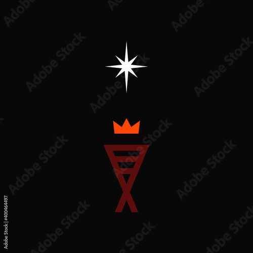 Manger, crown and star symbolizing the birth of Jesus Christ.