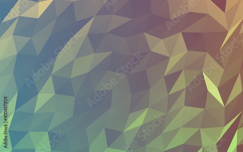 Abstract triangle geometrical green orange background. Geometric origami style with gradient. 3D illustration