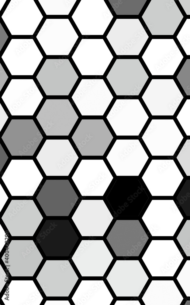White honeycomb with a gradient color. Isometric geometry. 3D illustration White honeycomb with a gradient color. Isometric geometry. 3D illustration