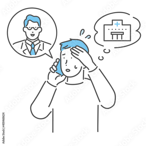 病院の相談窓口に電話をする男性のイラスト素材