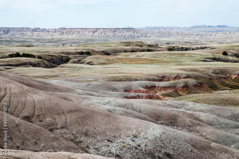 Eerie landscape of the Badlands National Park in South Dakota