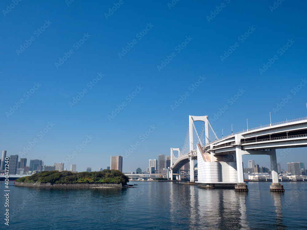 東京都　レインボーブリッジと東京港
