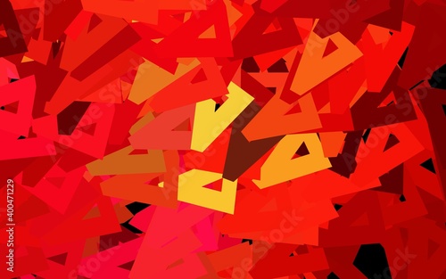Dark Red, Yellow vector backdrop with lines, triangles.