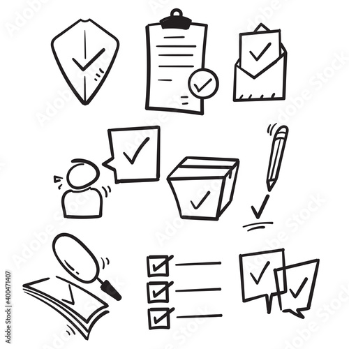 hand drawn simple set of Check marks vector line icons illustration vector isolated background