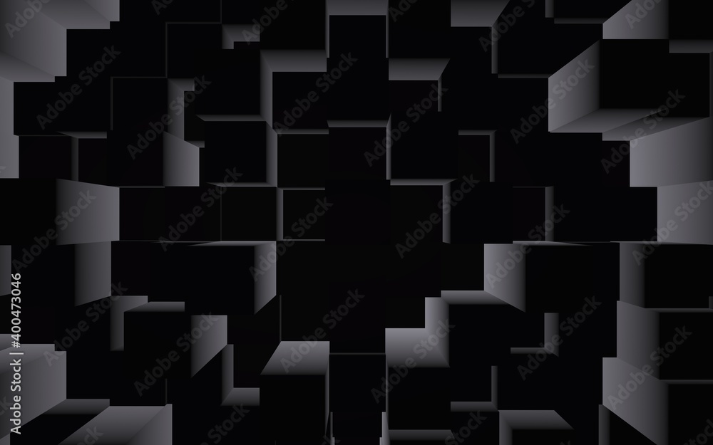 Abstract dark elegant cube geometric background. Chaotically advanced rectangular bars. 3D Rendering, 3D illustration Abstract dark elegant cube geometric background. Chaotically advanced rectangular bars. 3D Rendering, 3D illustration