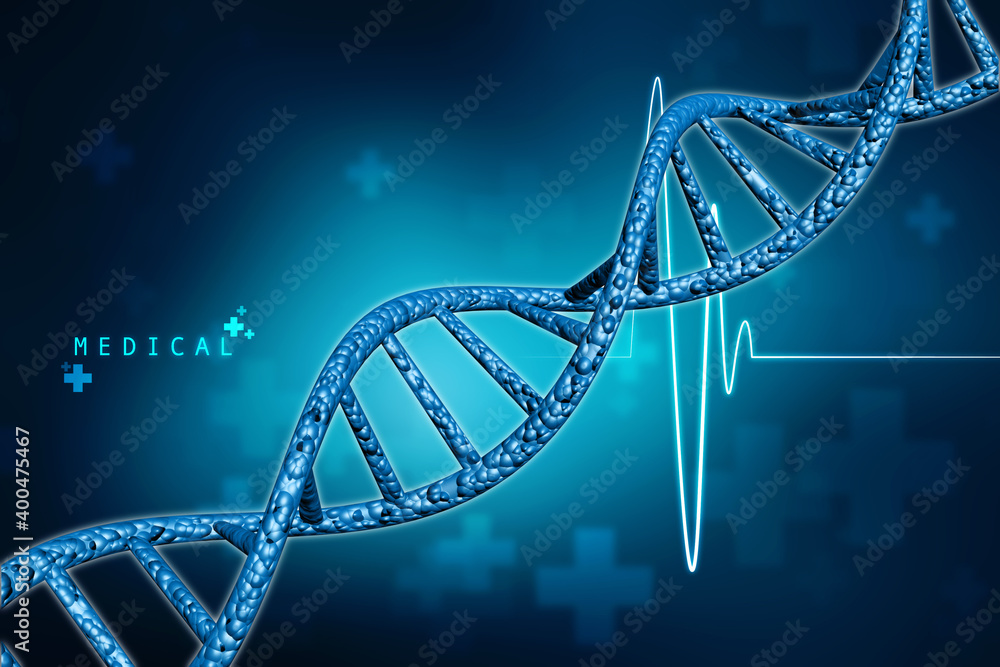 3d illustration of medical DNA on abstract medical background.