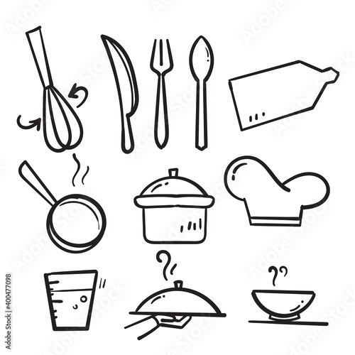 hand drawn doodle Cooking line icons illustration collection isolated