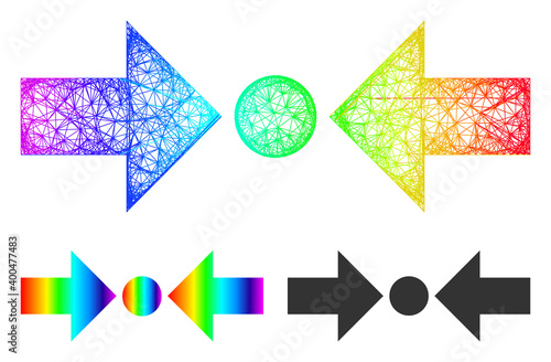 Rainbow colorful wire frame pressure horizontal, and solid rainbow gradient pressure horizontal icon. Linear frame 2D net geometric symbol based on pressure horizontal icon,
