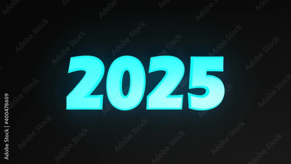 2025 blue write on black background - 3D rendering video clip 2025 blue write on black background - 3D rendering video clip