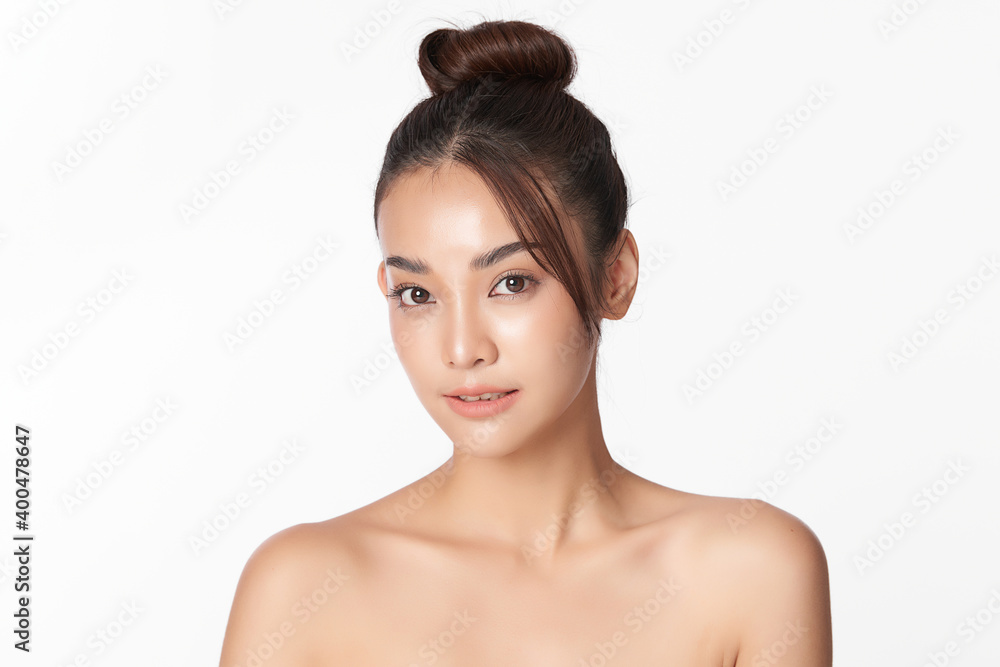 Beautiful Young asian Woman with Clean Fresh Skin, on Pink background, Face care, Facial treatment. Cosmetology, beauty and spa. Asian women portrait Beautiful Young asian Woman with Clean Fresh Skin, on Pink background, Face care, Facial treatment. Cosmetology, beauty and spa. Asian women portrait