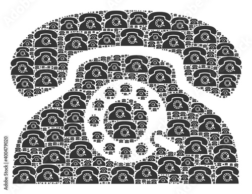 Repeating collage from pulse phone. Flat vector pulse phone mosaic is composed from repeating itself pulse phone items.