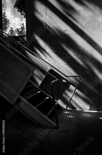 black and white building staircase