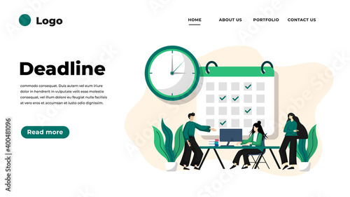 Modern flat design illustration of Deadline. Can be used for website and mobile website or Landing page. Vector illustration