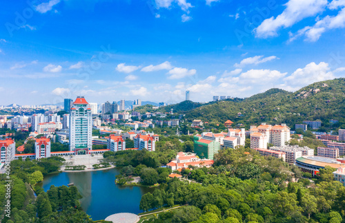 Aerial view of Siming Campus, Xiamen University, Fujian Province, China © Weiming