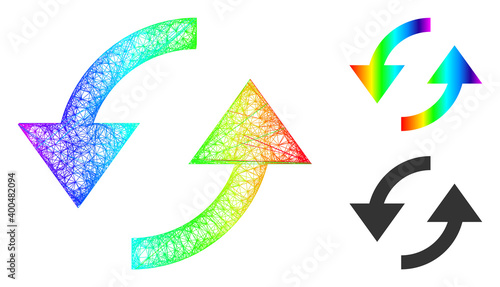 Spectral colored wire frame refresh, and solid spectral gradient refresh icon. Crossed frame flat network abstract image based on refresh icon, is created with crossed lines.
