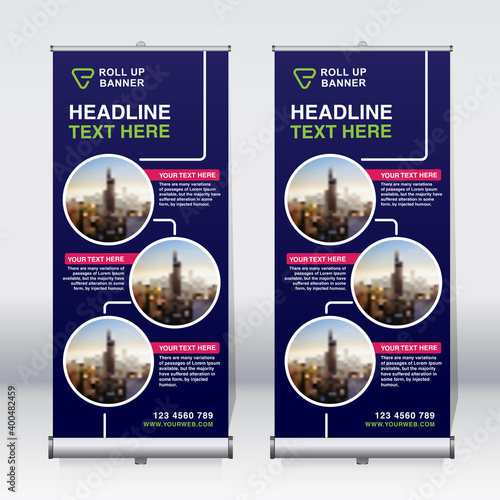 Roll up banner design template, abstract background, pull up design, x-banner, rectangle size.