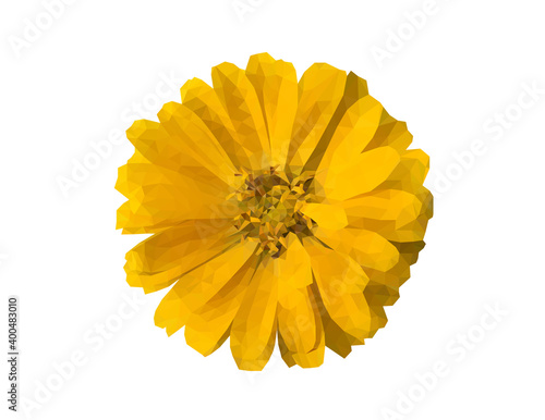 Billede på lærred Yellow zinnia flower low polygonal design