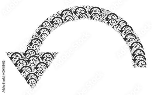 Repeating mosaic for rotate ccw. Flat vector rotate ccw mosaic is done with repeating self rotate ccw parts.