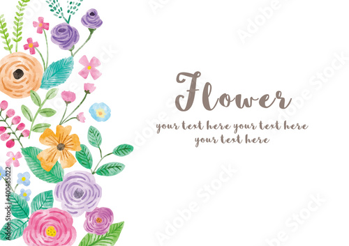 可愛い花_フレーム_水彩02