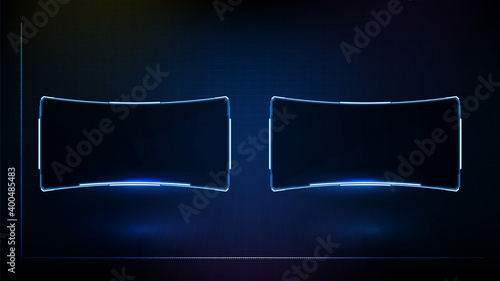 abstract futuristic background of blue glowing technology sci fi frame hud ui