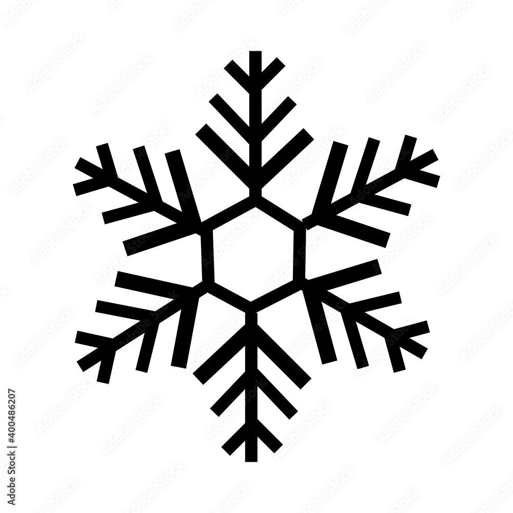 Snowflake icon. Christmas, New Year decor sign.