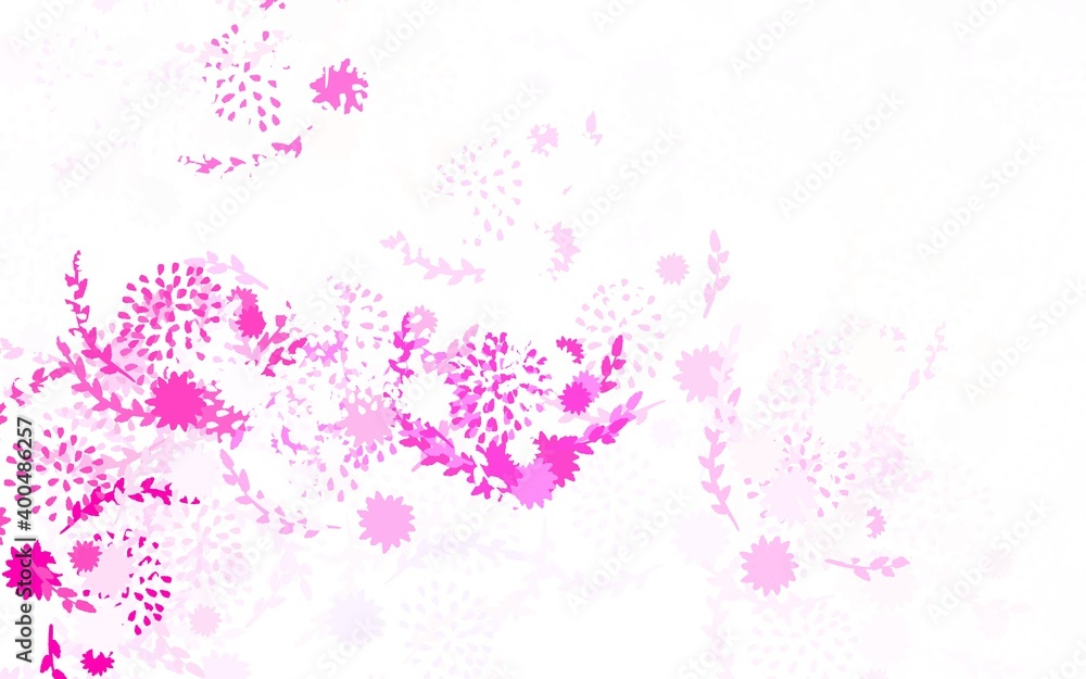 Light Pink vector doodle background with flowers