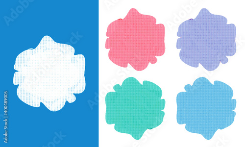 Multi Color (white, pink, purple, green, blue) exfoliating mesh sponge, shower loofah, bath pouf, shower supply vectors