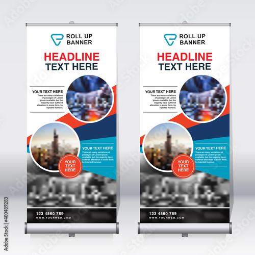 Roll up banner design template, abstract background, pull up design, x-banner, rectangle size.