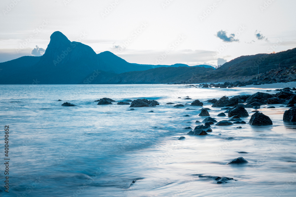 Beautiful landscape of sunset on the beach at Con Dao Island, Vietnam